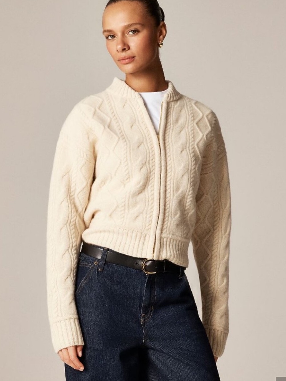 NWT J. Crew Wool cable-knit bomber jacket CR119